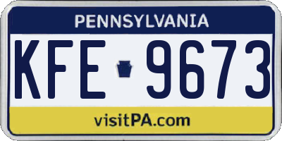 PA license plate KFE9673