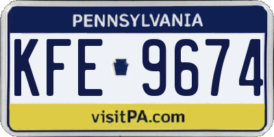 PA license plate KFE9674