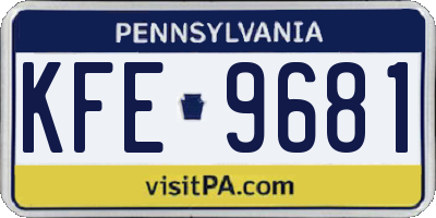 PA license plate KFE9681