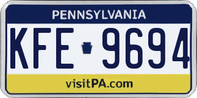 PA license plate KFE9694