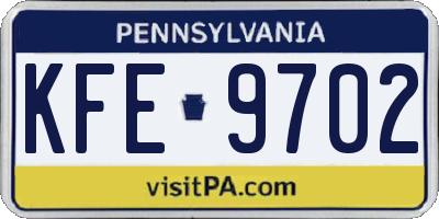 PA license plate KFE9702
