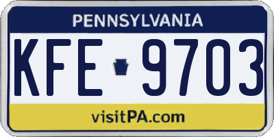 PA license plate KFE9703