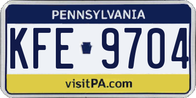 PA license plate KFE9704
