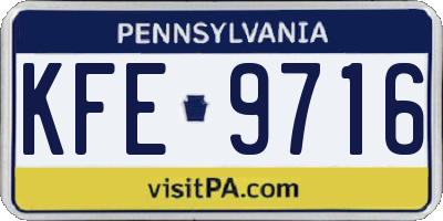 PA license plate KFE9716