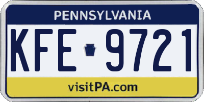 PA license plate KFE9721