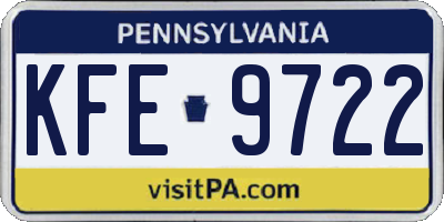 PA license plate KFE9722