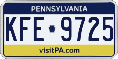 PA license plate KFE9725