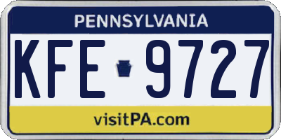PA license plate KFE9727