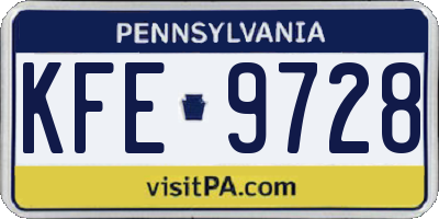 PA license plate KFE9728