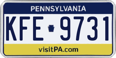PA license plate KFE9731