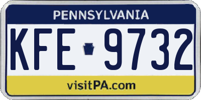 PA license plate KFE9732
