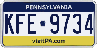 PA license plate KFE9734