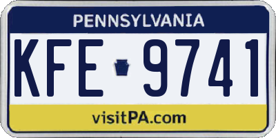 PA license plate KFE9741