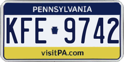 PA license plate KFE9742