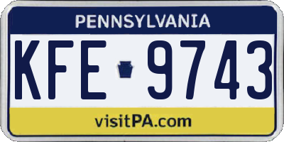 PA license plate KFE9743