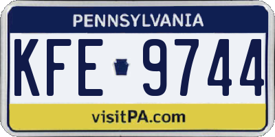 PA license plate KFE9744