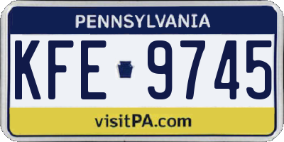 PA license plate KFE9745