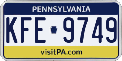 PA license plate KFE9749
