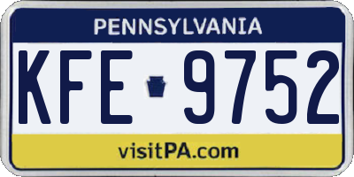 PA license plate KFE9752