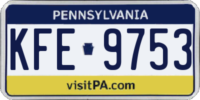 PA license plate KFE9753