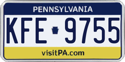 PA license plate KFE9755