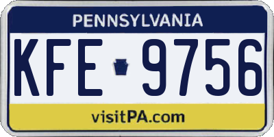 PA license plate KFE9756