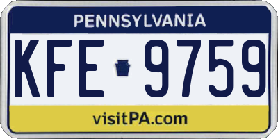 PA license plate KFE9759