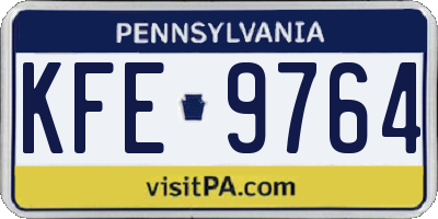 PA license plate KFE9764