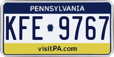 PA license plate KFE9767