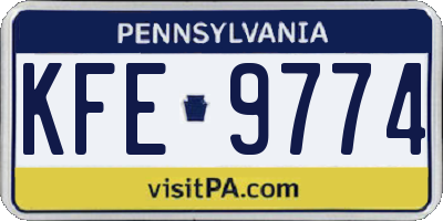 PA license plate KFE9774
