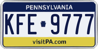 PA license plate KFE9777