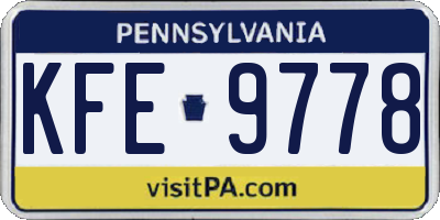 PA license plate KFE9778