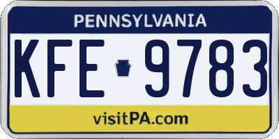 PA license plate KFE9783