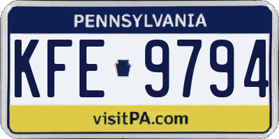 PA license plate KFE9794