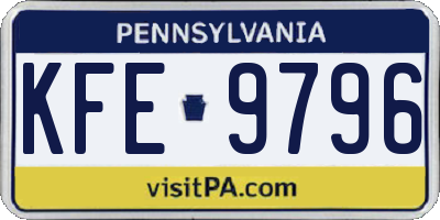 PA license plate KFE9796