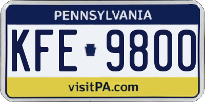 PA license plate KFE9800