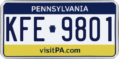 PA license plate KFE9801