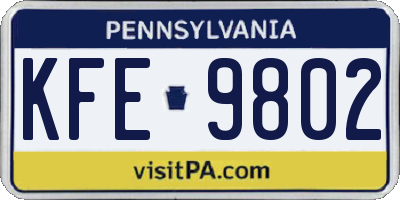 PA license plate KFE9802