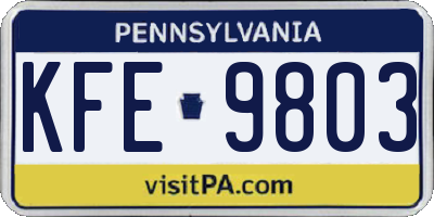 PA license plate KFE9803