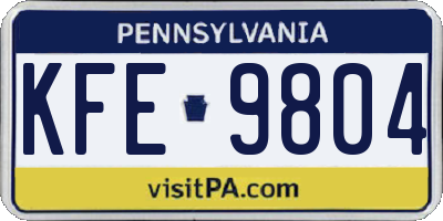 PA license plate KFE9804