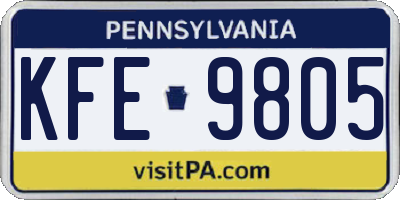 PA license plate KFE9805