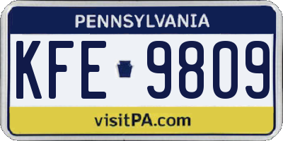 PA license plate KFE9809