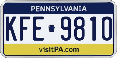PA license plate KFE9810