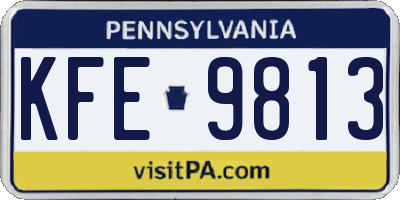 PA license plate KFE9813