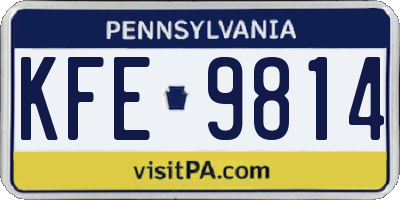 PA license plate KFE9814