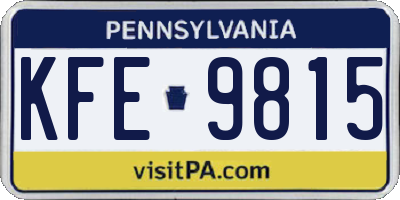 PA license plate KFE9815