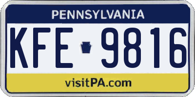 PA license plate KFE9816