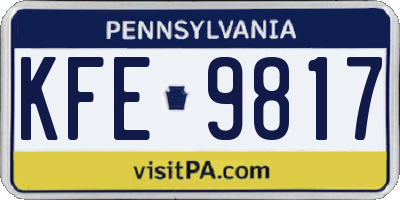 PA license plate KFE9817