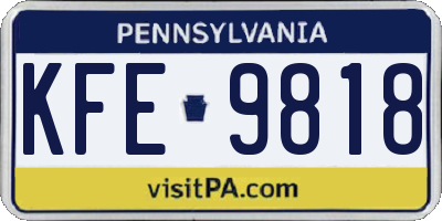 PA license plate KFE9818