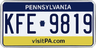 PA license plate KFE9819